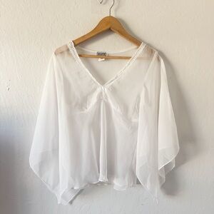 Ethereal Vintage Sheer White Blouse